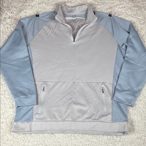 Mizzen+Main Versa Quarter Zip Pullover, Light Gray and Blue, Size Large